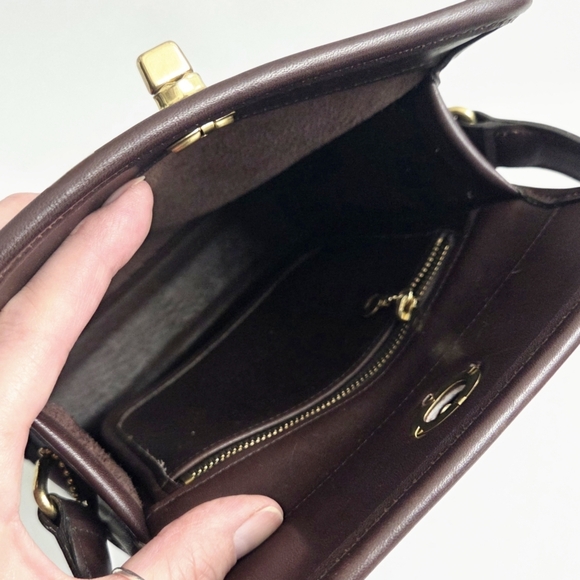 Coach Vintage 1997 Geometric Top Turnlock Bag In Mahogany Glove-Tanned Cowhide - Picture 8 of 16